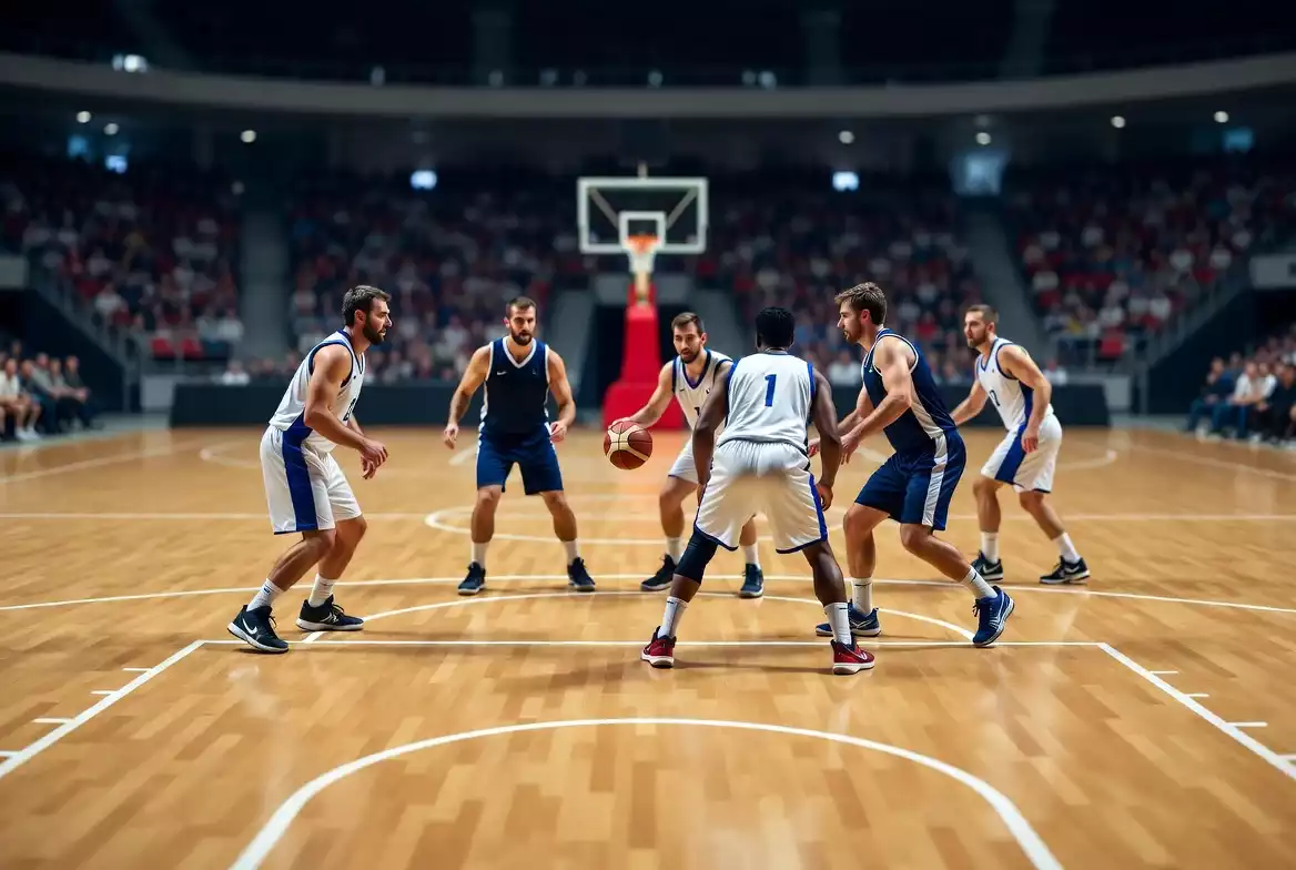 Arena di basket piena di tifosi durante una partita
