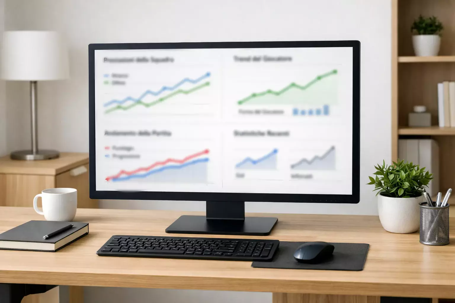 Schermo di computer con grafici e dati sportivi