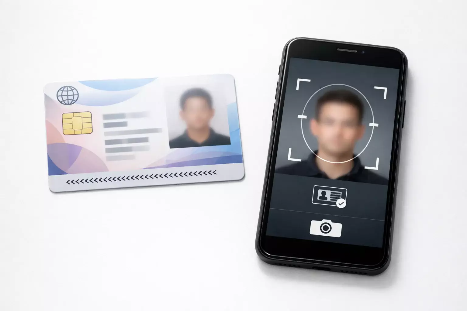 Documento d'identità e smartphone per verifica online