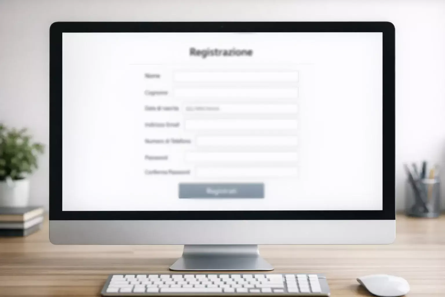 Computer che mostra un modulo di registrazione online