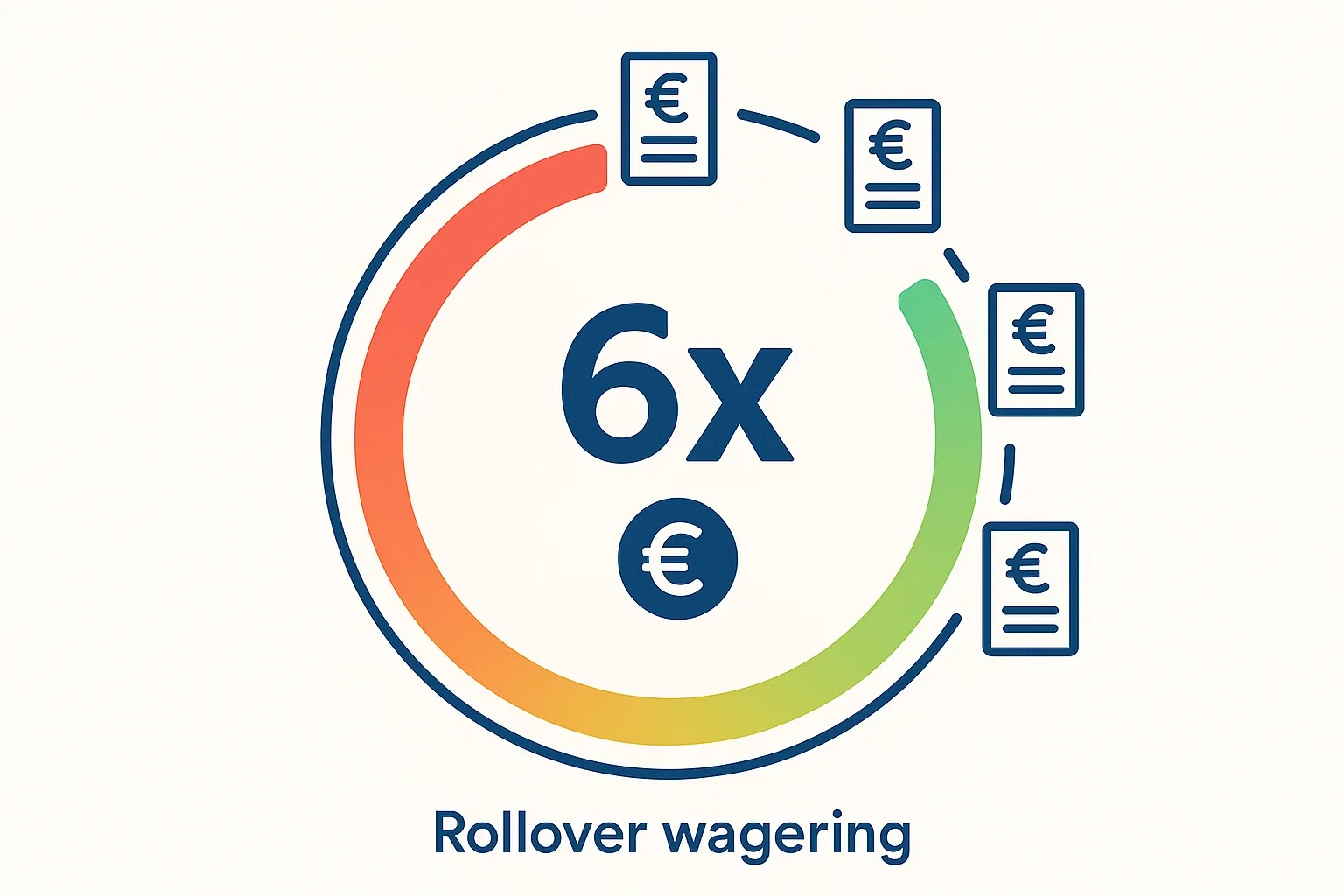 Grafico circolare che illustra il requisito di rollover 6x per sbloccare il bonus
