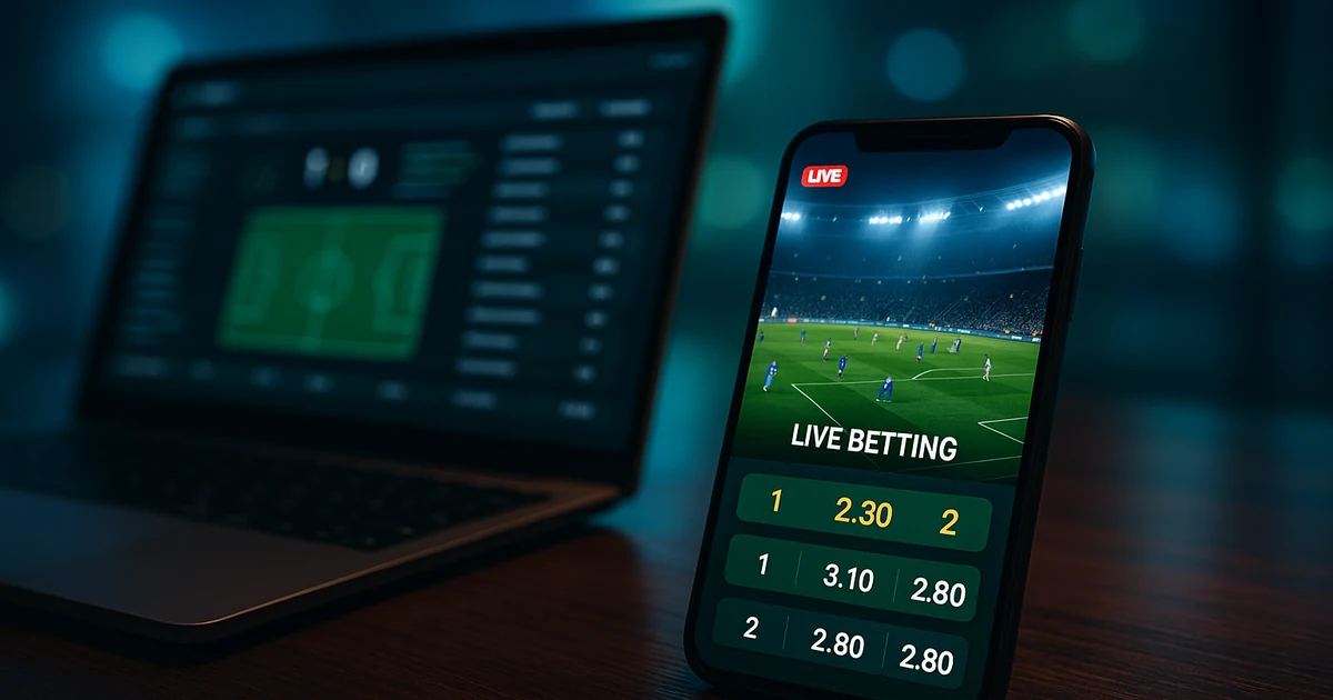 Scommesse live su smartphone con quote in tempo reale durante una partita di calcio