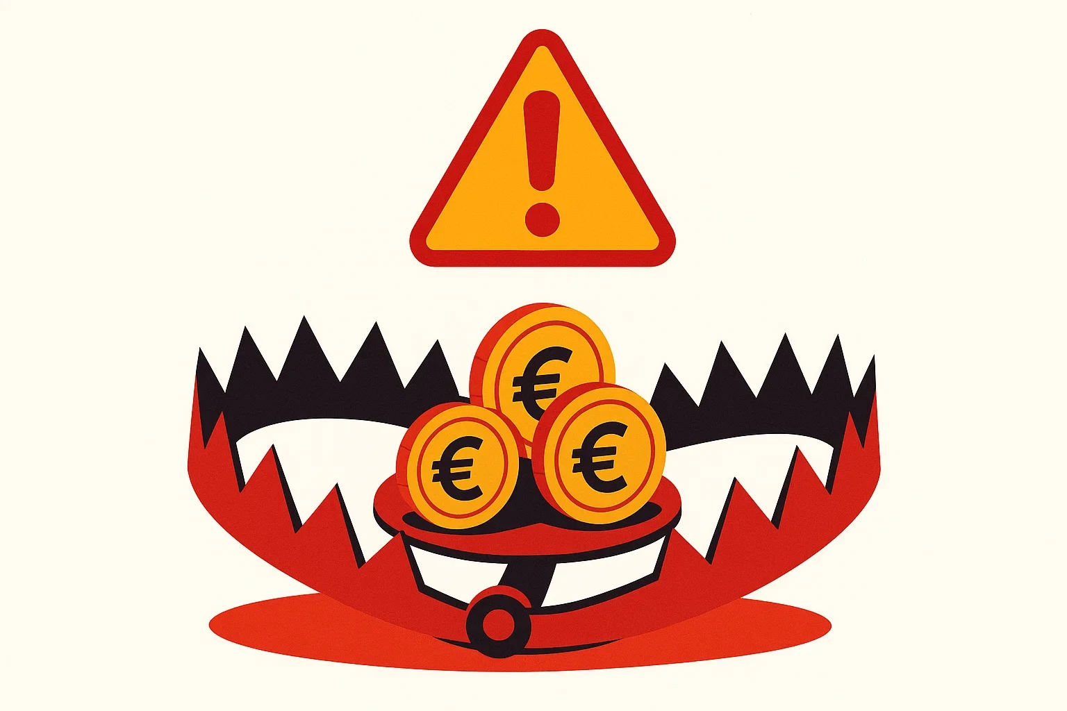 Illustrazione di trappola con monete euro che simboleggia gli errori da evitare con i bonus
